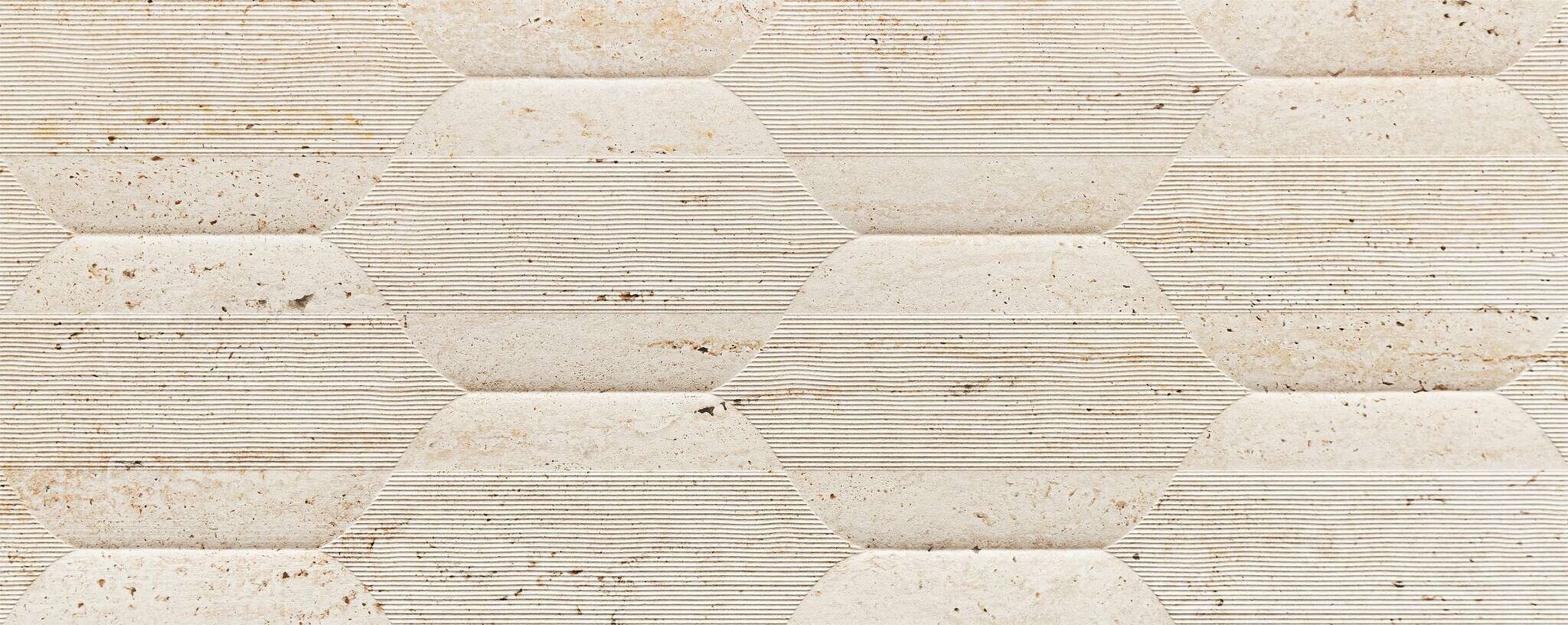 Tissue Ivory 12x30 Matte Travertine Look Ceramic Structure Wall Tile