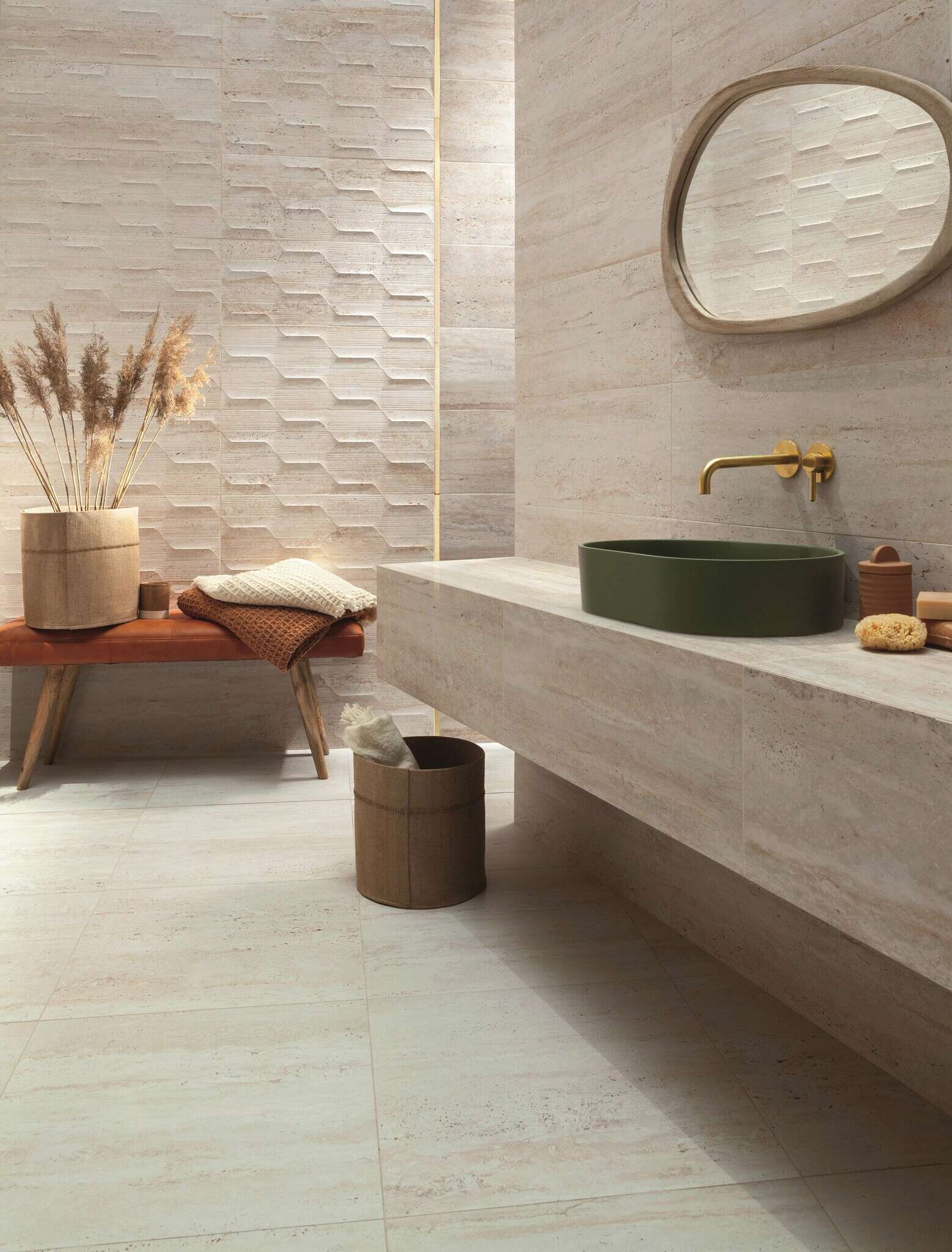 Tissue Ivory 12x30 Matte Travertine Look Ceramic Wall Tile