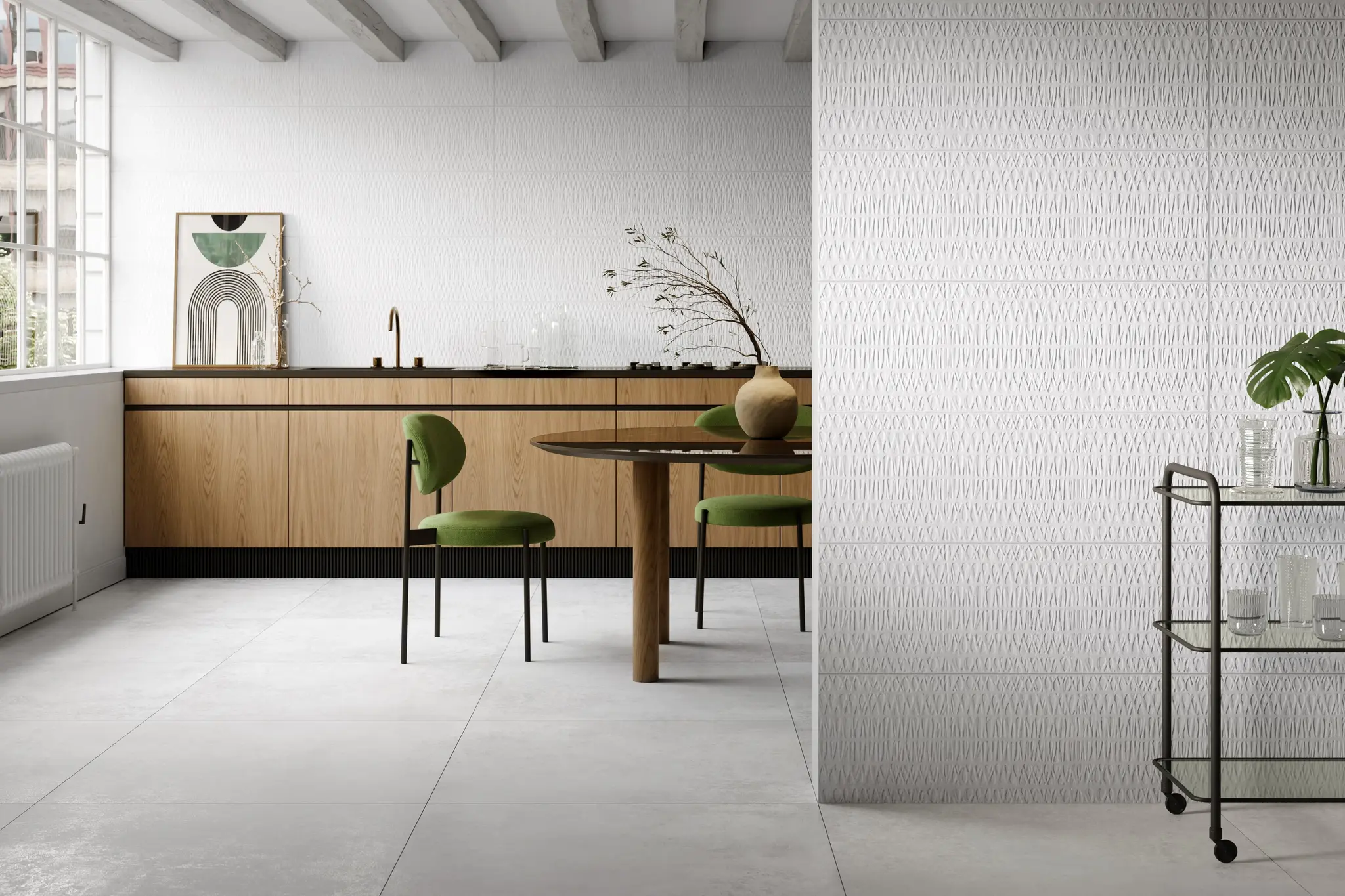 Torino White 12x36 Matte Ceramic Structure 1 Wall Tile