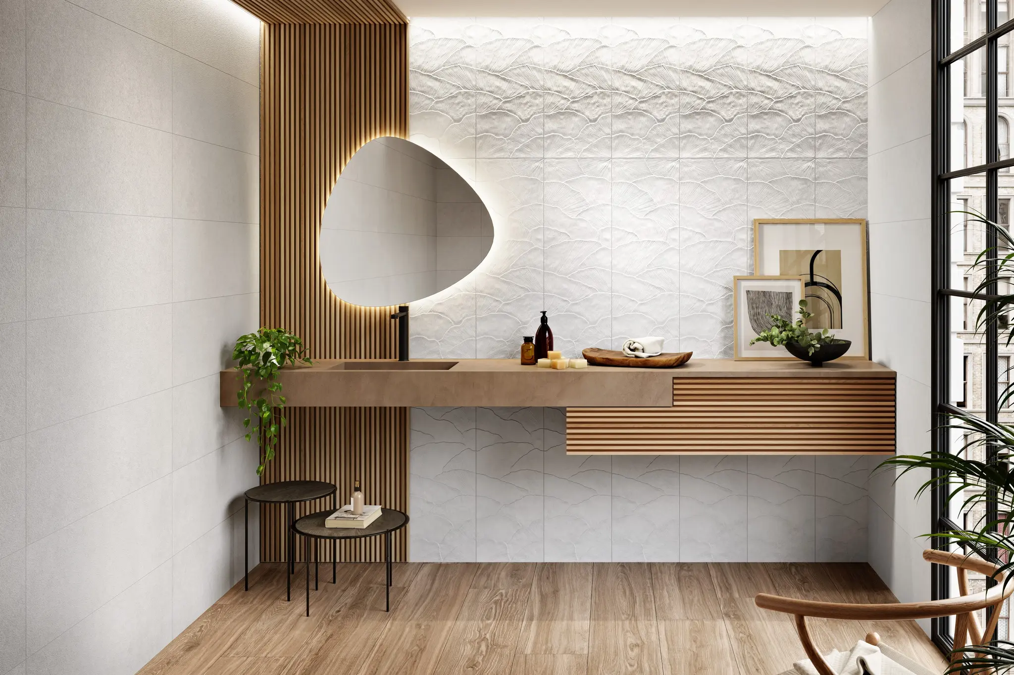 Torino White 12x36 Semi-Matte Ceramic Structure Wall Tile - Element 2