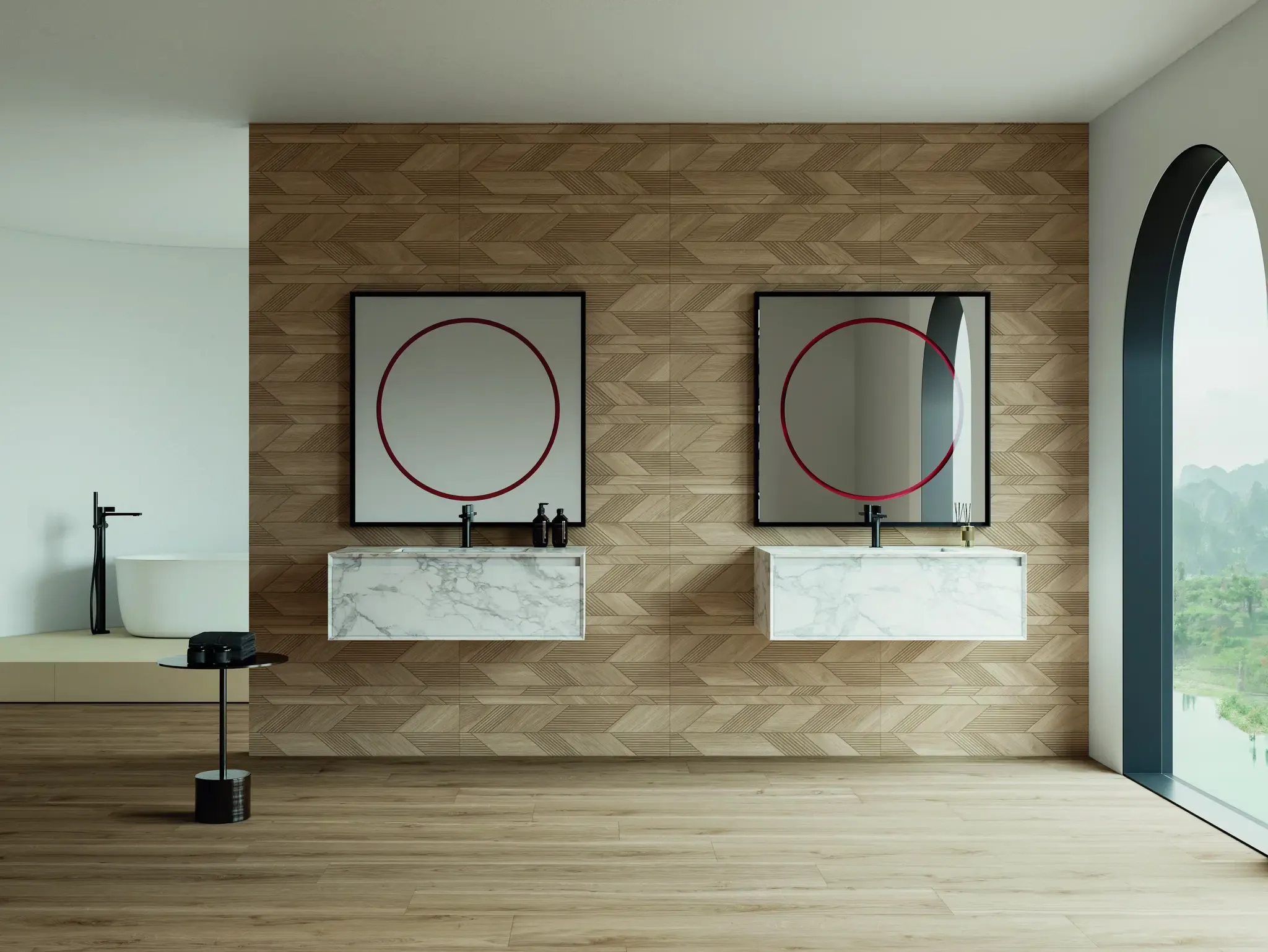 Venawood Almond 12x36 Matte Structure Ceramic Wall Tile - Element 2