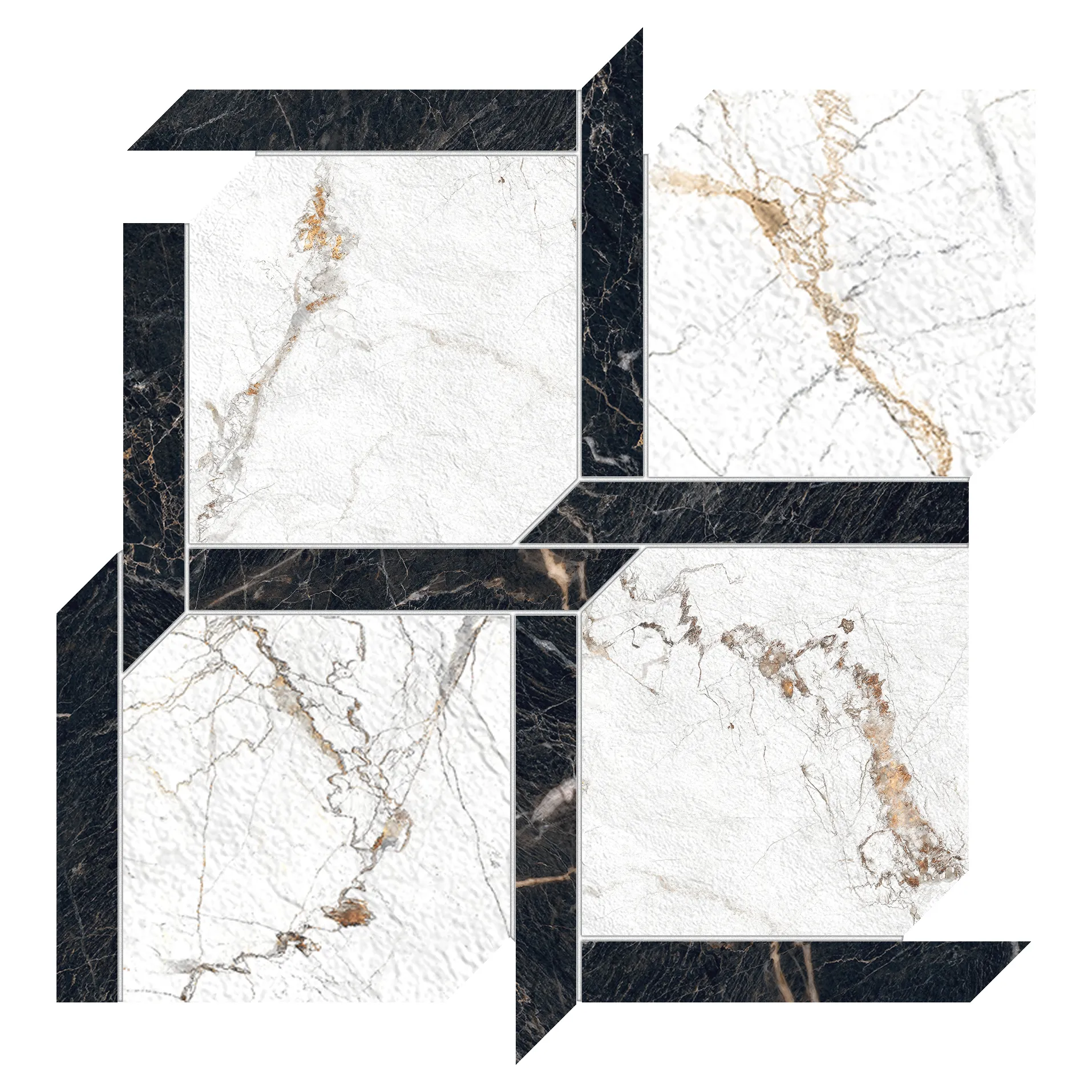 Veneto Sample - Veneto Black/White 14x14 Matte Structure Floor And Wall Mosaic