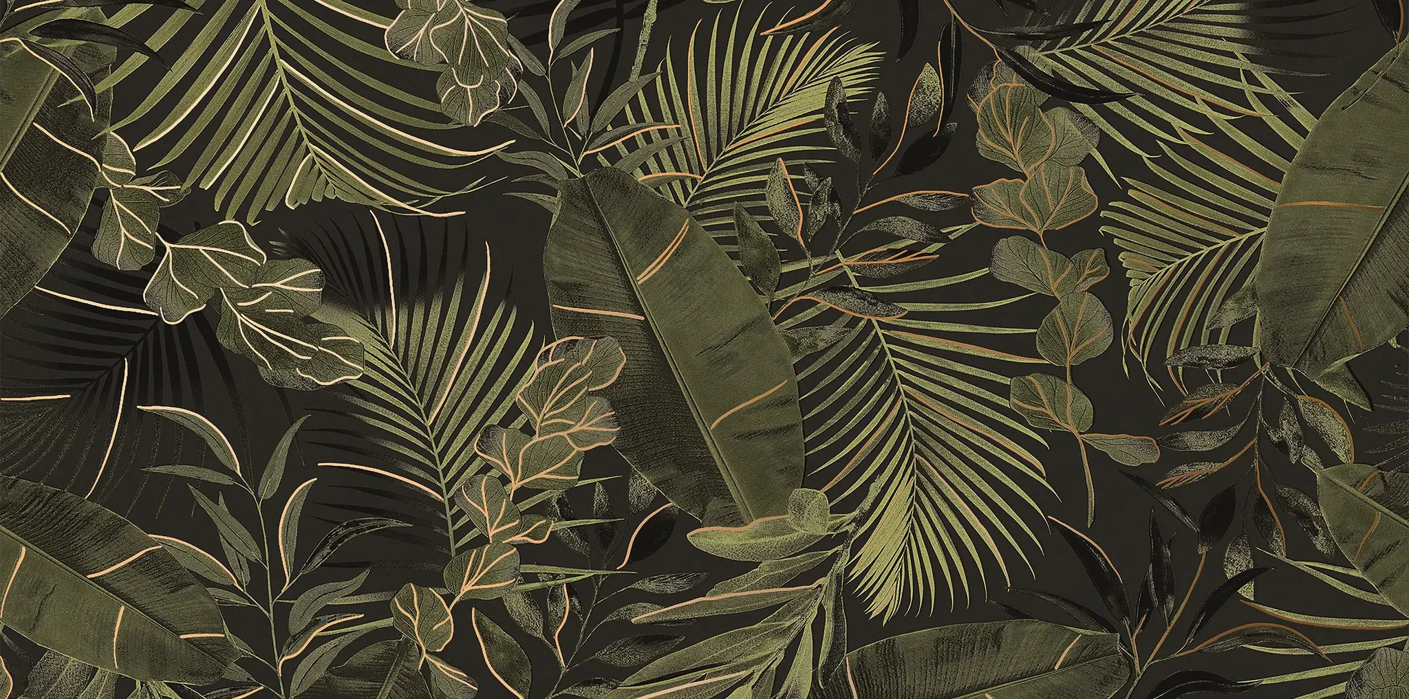 Verdura Elite Green/Gold Leaves 24x48 Matte/Glossy Porcelain Wall Décor Tile - Element 2