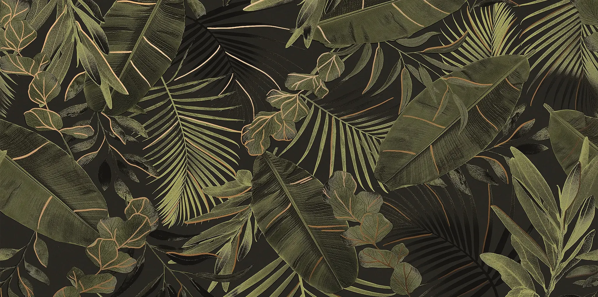 Verdura Elite Green/Gold Leaves 24x48 Matte/Glossy Porcelain Wall Décor Tile - Element 3