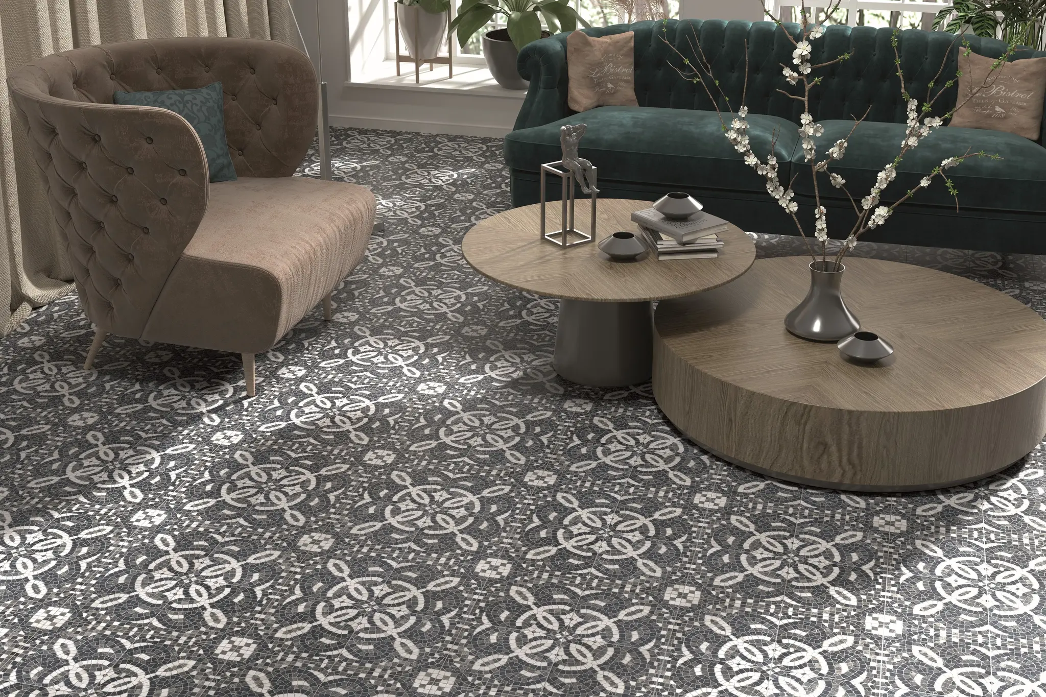 Versail Dark Gray 8x8 Matte Porcelain Décor Tile 7