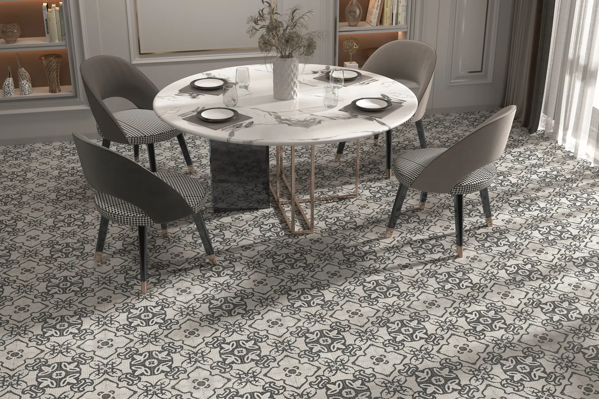 Versail Light Gray 8x8 Matte Porcelain Décor Tile 9