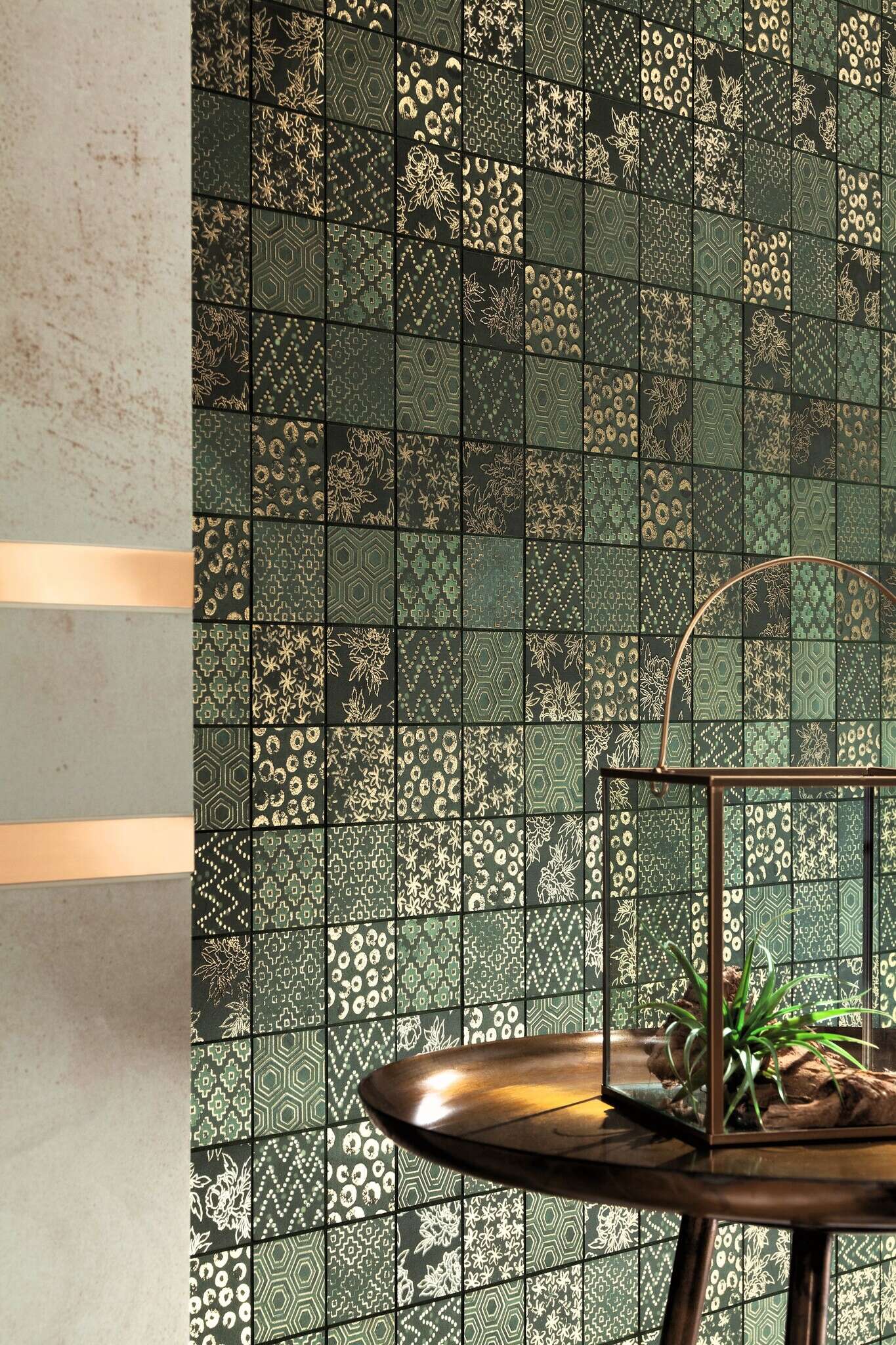 Vinaros Green/Gold 12x12 Matte/Glossy Ceramic Wall Mosaic