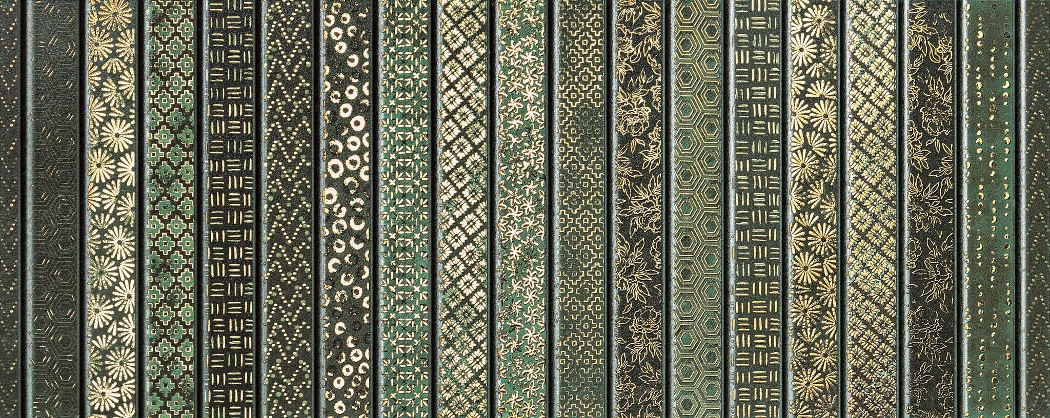 Vinaros Green/Gold 12x30 Matte/Glossy Structure Wall Décor Tile