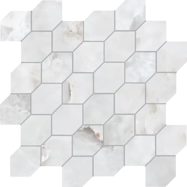 Aquamarine Gray 12x12 Matte Floor & Wall Elongated Hexagon Mosaics