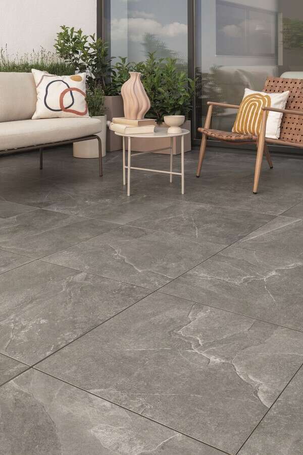 Grand Cave Graphite 12x24 Matte Stone Look Structure Step Tread Porcelain Tile
