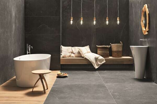 Grand Cave Graphite 24x24 Lappato Stone Look Porcelain Tile