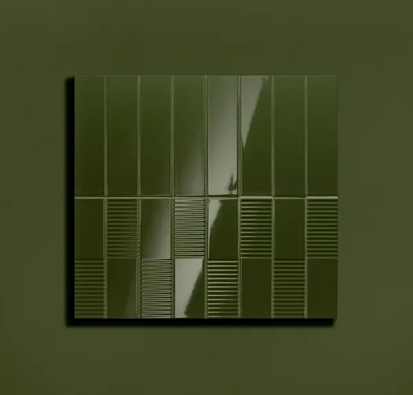 Groove Olive 3x12 Glossy Subway Wall Tile