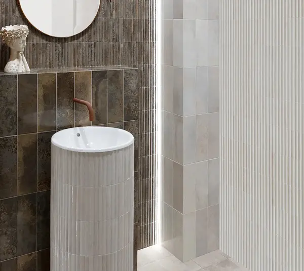 Incurve Fluted Caramel  6x12 Glossy Ceramic Wall Structure Tile