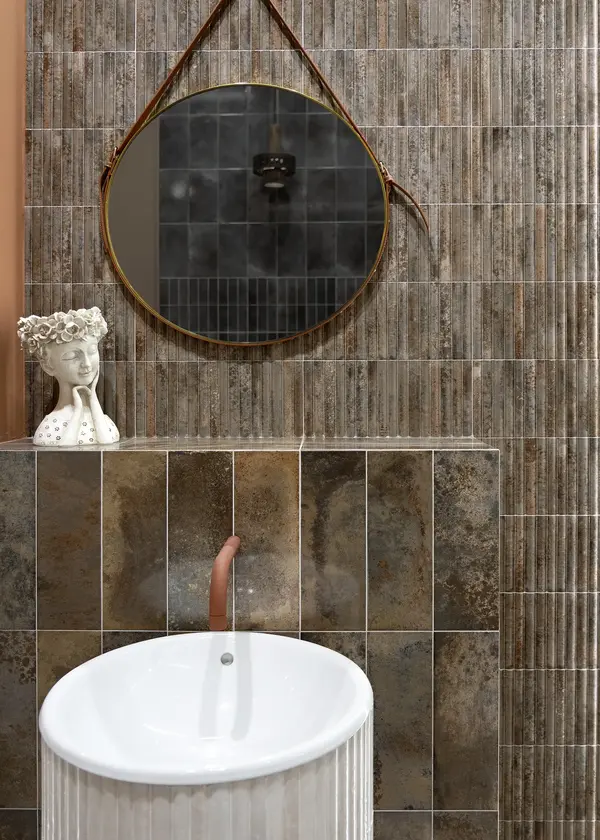 Incurve Fluted Caramel  6x12 Glossy Ceramic Wall Structure Tile