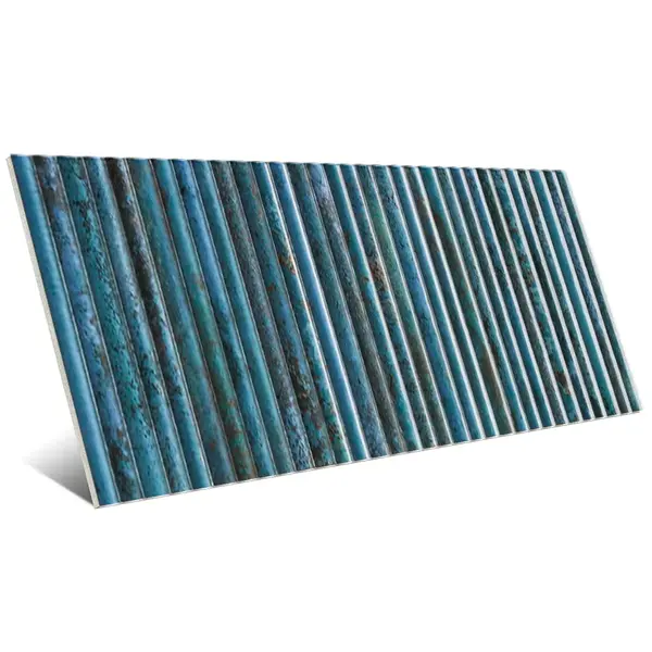 Incurve Fluted Dark Blue 6x12 Glossy Ceramic Wall Structure Tile