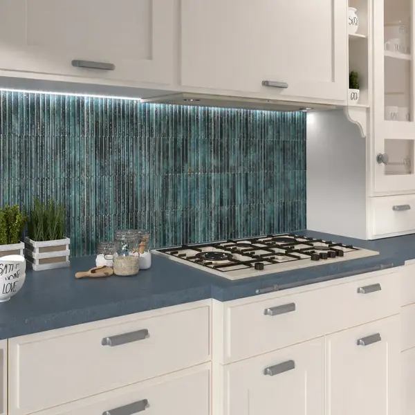 Incurve Fluted Dark Blue 6x12 Glossy Ceramic Wall Structure Tile