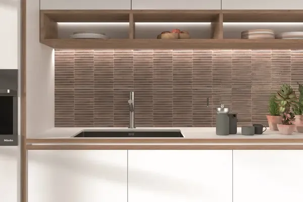 Incurve Fluted Brown 6x12 Glossy Ceramic Wall Structure Tile