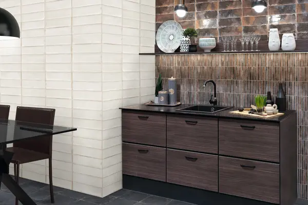 Incurve Fluted Brown 6x12 Glossy Ceramic Wall Structure Tile