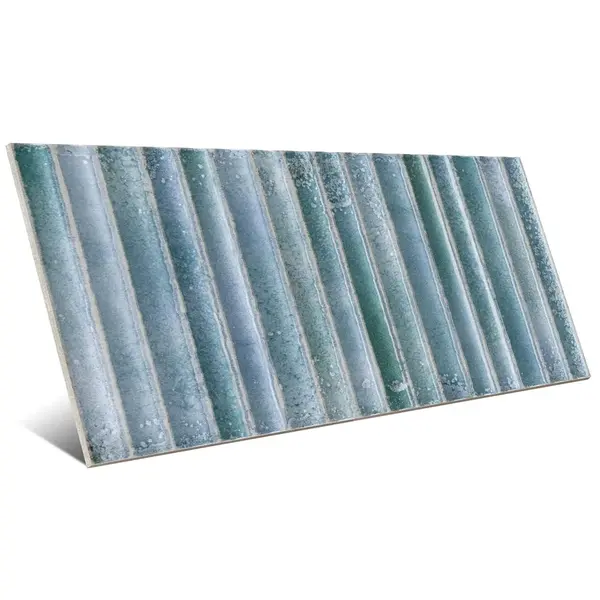 Incurve Fluted Light Blue 6x12 Glossy Ceramic Wall Structure Tile