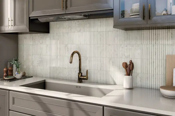 Incurve Fluted Marble 6x12 Semi-Glossy Ceramic Wall Structure Tile