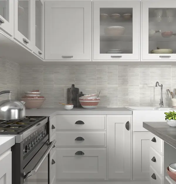 Incurve Fluted Mist White 6x12 Glossy Ceramic Wall Structure Tile