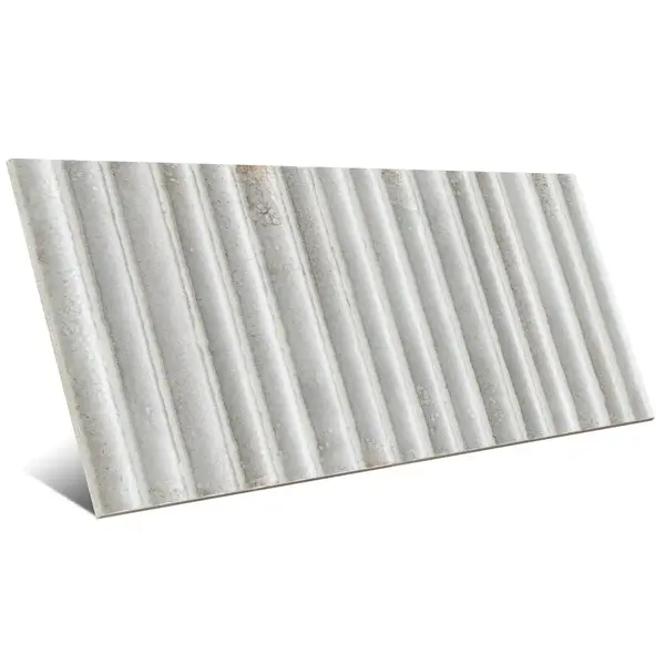 Incurve Fluted Mist White 6x12 Glossy Ceramic Wall Structure Tile