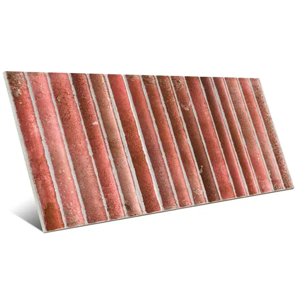 Incurve Fluted Red 6x12 Glossy Ceramic Wall Structure Tile