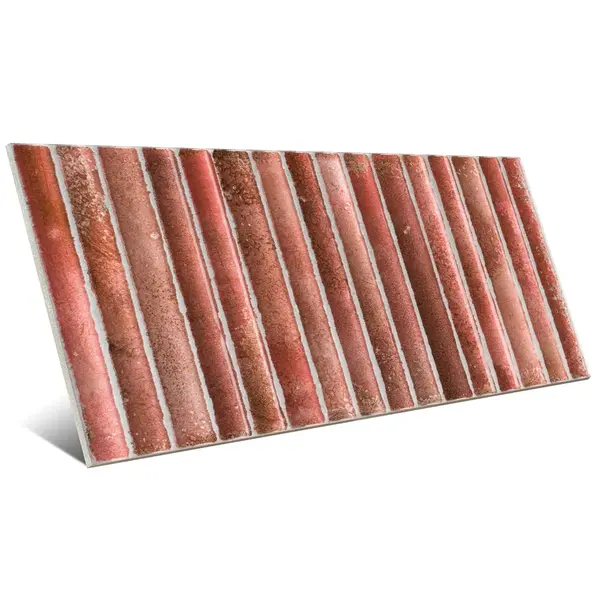 Incurve Fluted Red 6x12 Glossy Ceramic Wall Structure Tile