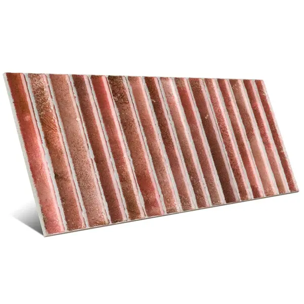 Incurve Fluted Red 6x12 Glossy Ceramic Wall Structure Tile