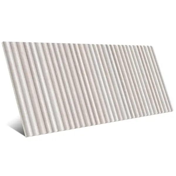 Incurve Fluted Linen White 6x12 Glossy Ceramic Wall Structure Tile
