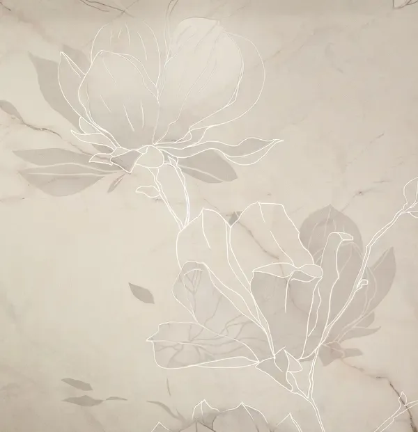 Liberte Ivory Fleur 24x30 Glossy 2-Elements Ceramic Wall Décor Tile (Set of 2 tiles, 12x30 each)