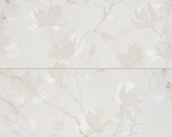 Liberte Ivory Fleur 24x30 Glossy 2-Elements Ceramic Wall Décor Tile (Set of 2 tiles, 12x30 each)