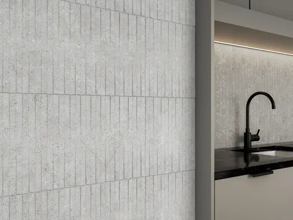 Nark White 12x36 Matte Ceramic Structure 2 Wall Tile