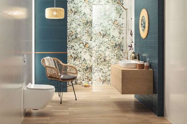 Perla Birds 24x60 Semi-Matte 4-Elements Ceramic Wall Décor Tile (Set of 4 tiles, 12x30 each)