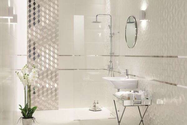 Perla White 12x30 Semi-Matte Ceramic Structure Décor Wall Tile