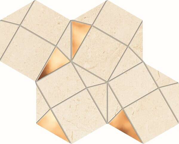 Plain Stone Beige 8x12 Matte/Glimmer Ceramic with Polished Gold Wall Mosaics