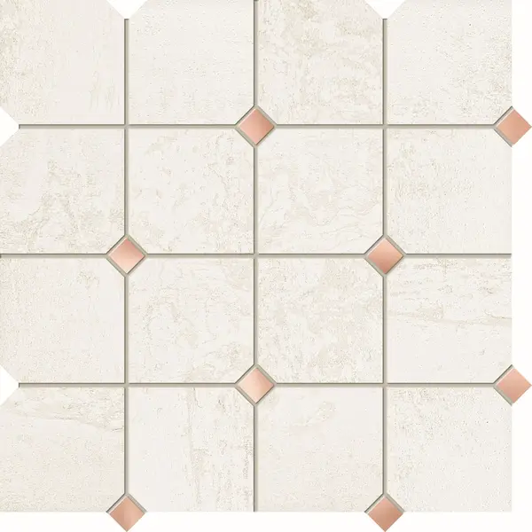 Ramina White 12x12 Matte with Brushed Copper Elements Wall Mosaic