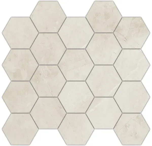 Remos White 11x12 Matte Hexagon Porcelain Floor & Wall Mosaics