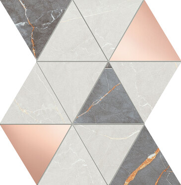 Mauritius Sample - Mauritius Mix Ivory 10x13 Gray Glossy with Copper Ceramic Wall Mosaic