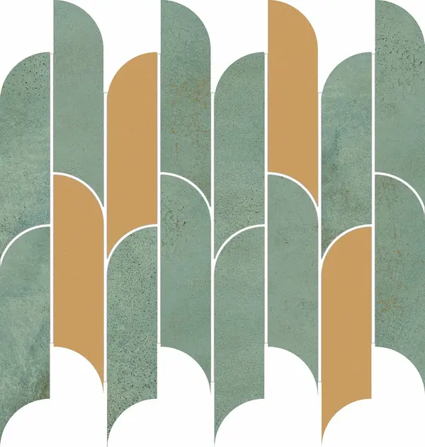 Tissue Sample - Tissue Green/Gold 11x12 Matte Travertine Look Ceramic Mosaics