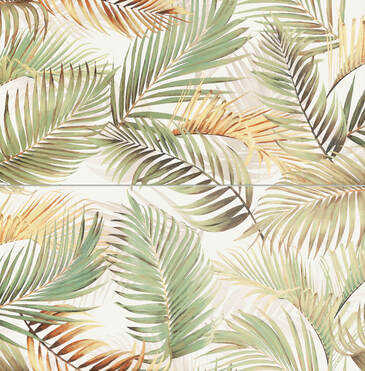 Velvetia Sample - Velvetia Leaves 24x24 Glossy 2-Elements Ceramic Wall Décor (Set of 2 tiles, 12 X 24 each)