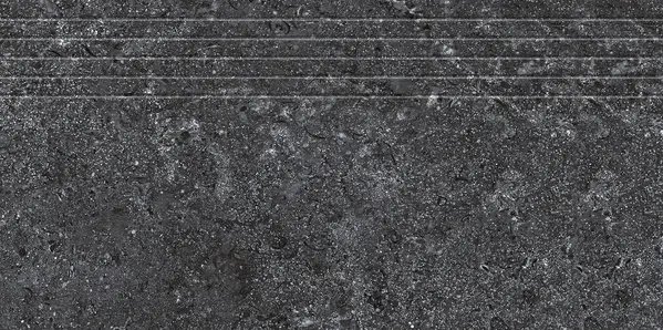 Zimba Gray Sample - Zimba Gray 12x24 Matte Stone Look Structure Step Tread Porcelain Tile