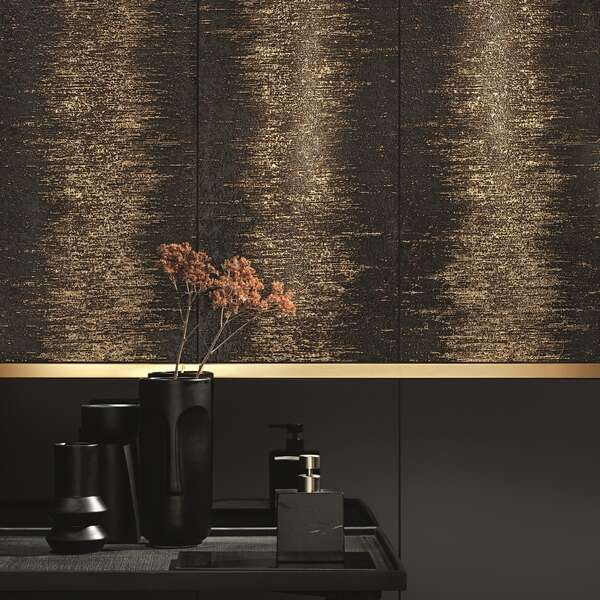 Stardust Black/Gold 13x36 Glossy Ceramic Décor Wall Tile