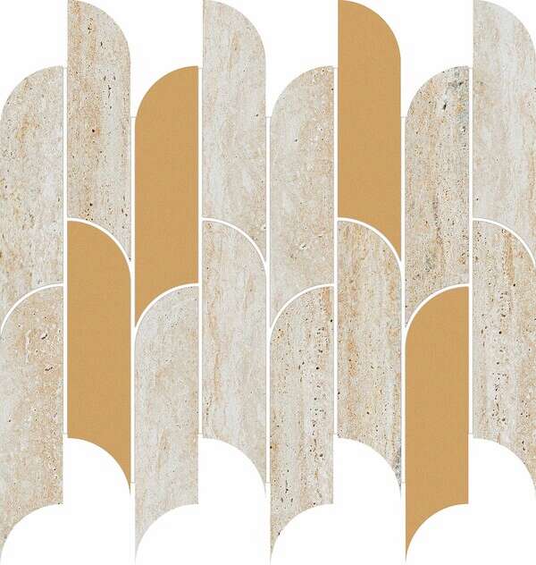 Tissue Beige/Gold  11x12 Matte Travertine Look Ceramic Mosaics