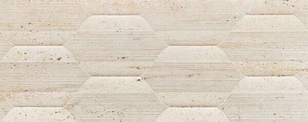 Tissue Ivory 12x30 Matte Travertine Look Ceramic Structure Wall Tile
