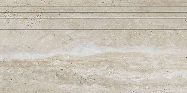 Travertino Beige 12x24 Matte Travertine Look Step Tread Porcelain Tile
