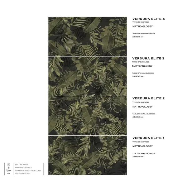 Verdura Elite Green/Gold Leaves 24x48 Matte/Glossy Porcelain Wall Décor Tile - Element 1