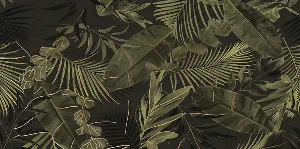 Verdura Elite Green/Gold Leaves 24x48 Matte/Glossy Porcelain Wall Décor Tile - Element 1