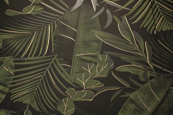 Verdura Elite Green/Gold Leaves 24x48 Matte/Glossy Porcelain Wall Décor Tile - Element 3