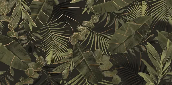 Verdura Elite Green/Gold Leaves 24x48 Matte/Glossy Porcelain Wall Décor Tile - Element 3